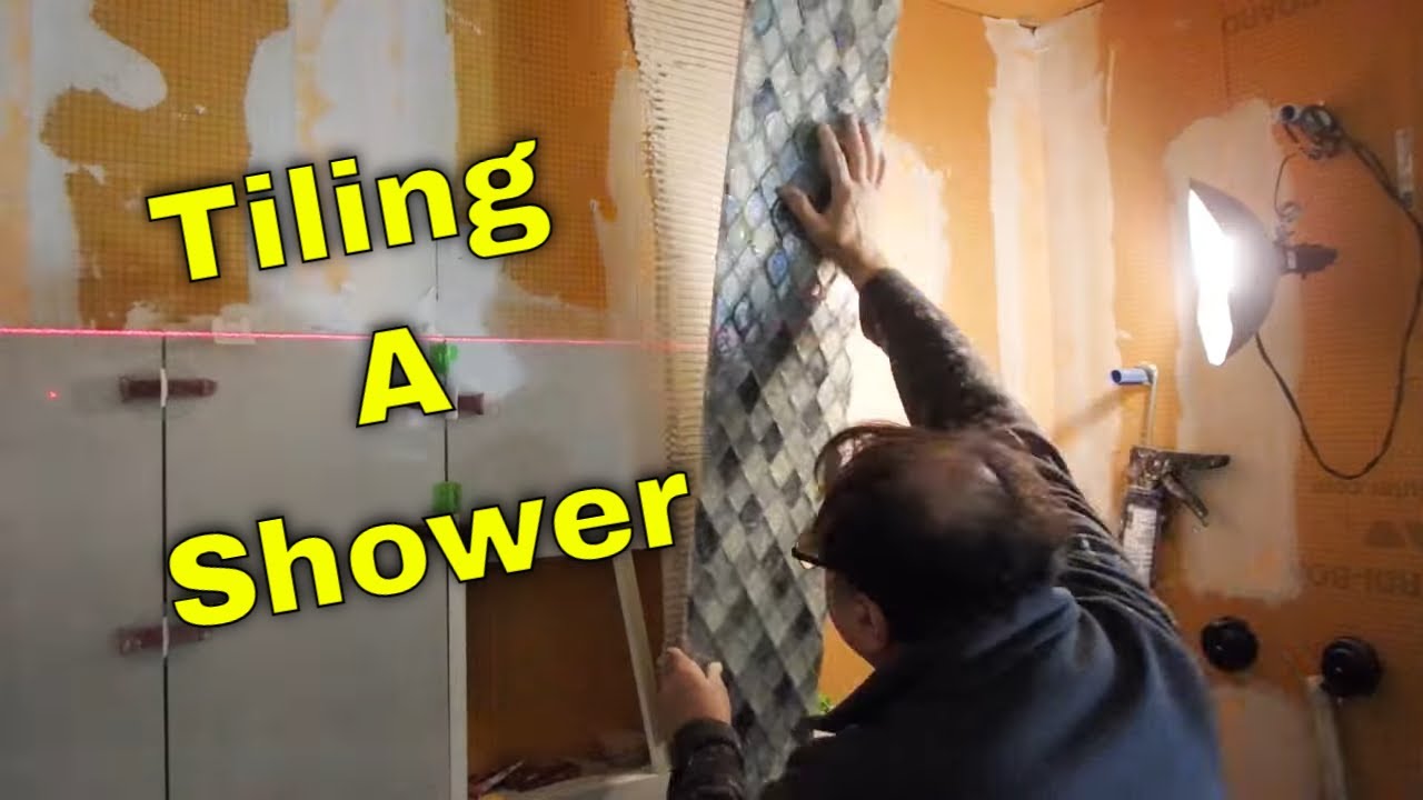 Tiling a shower, start to finish. Time lapse