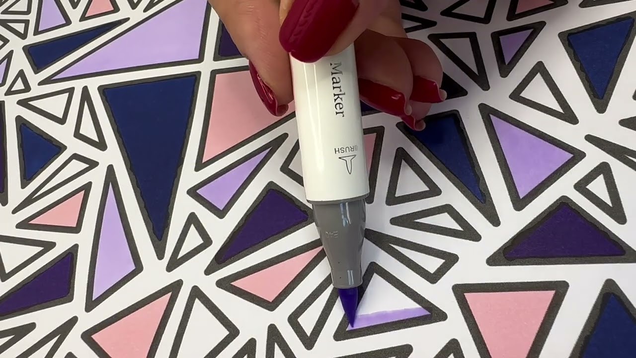 Satisfying ASMR Coloring ✨ Geometric Triangles | No Talking | Alcohol Markers