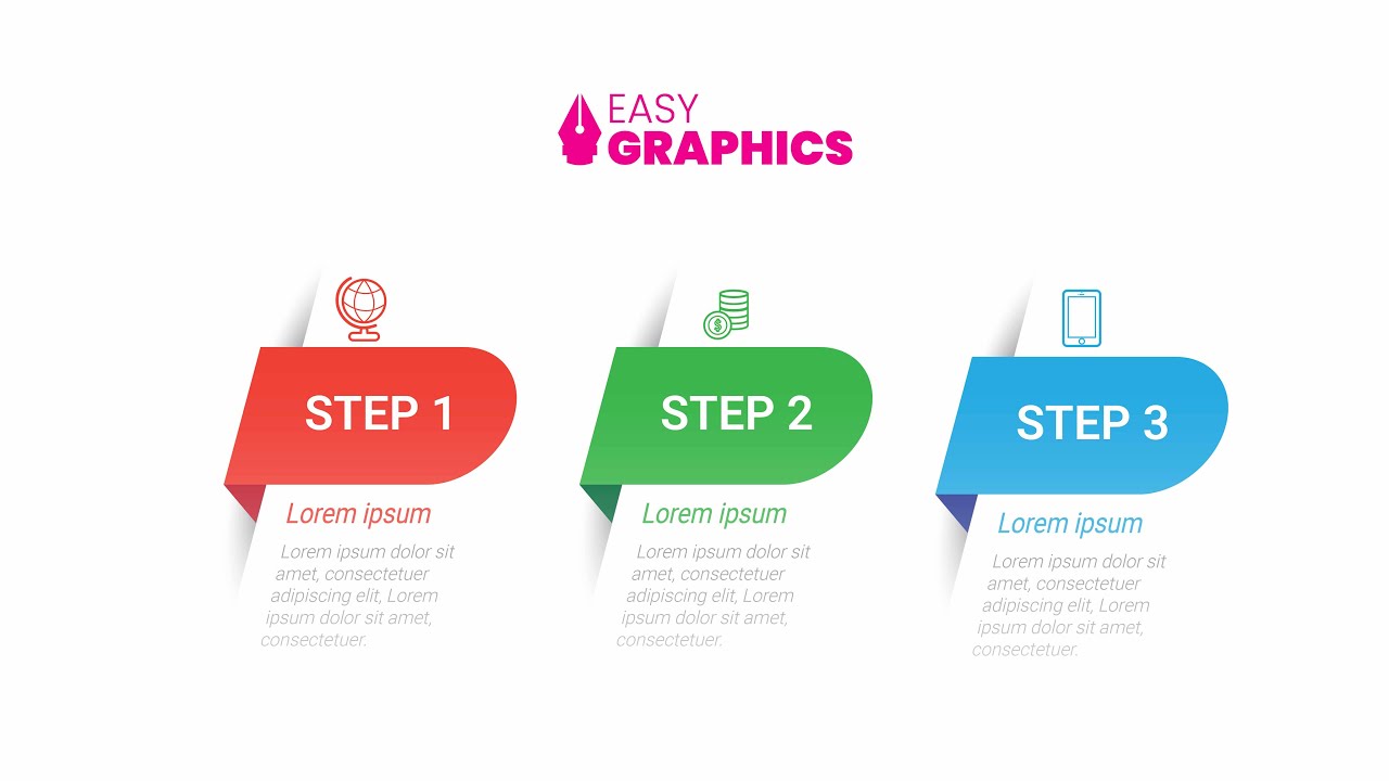 How to Create Stunning & Beautiful 3 Step Infographics in Adobe Illustrator  Easy Graphics Tutorial