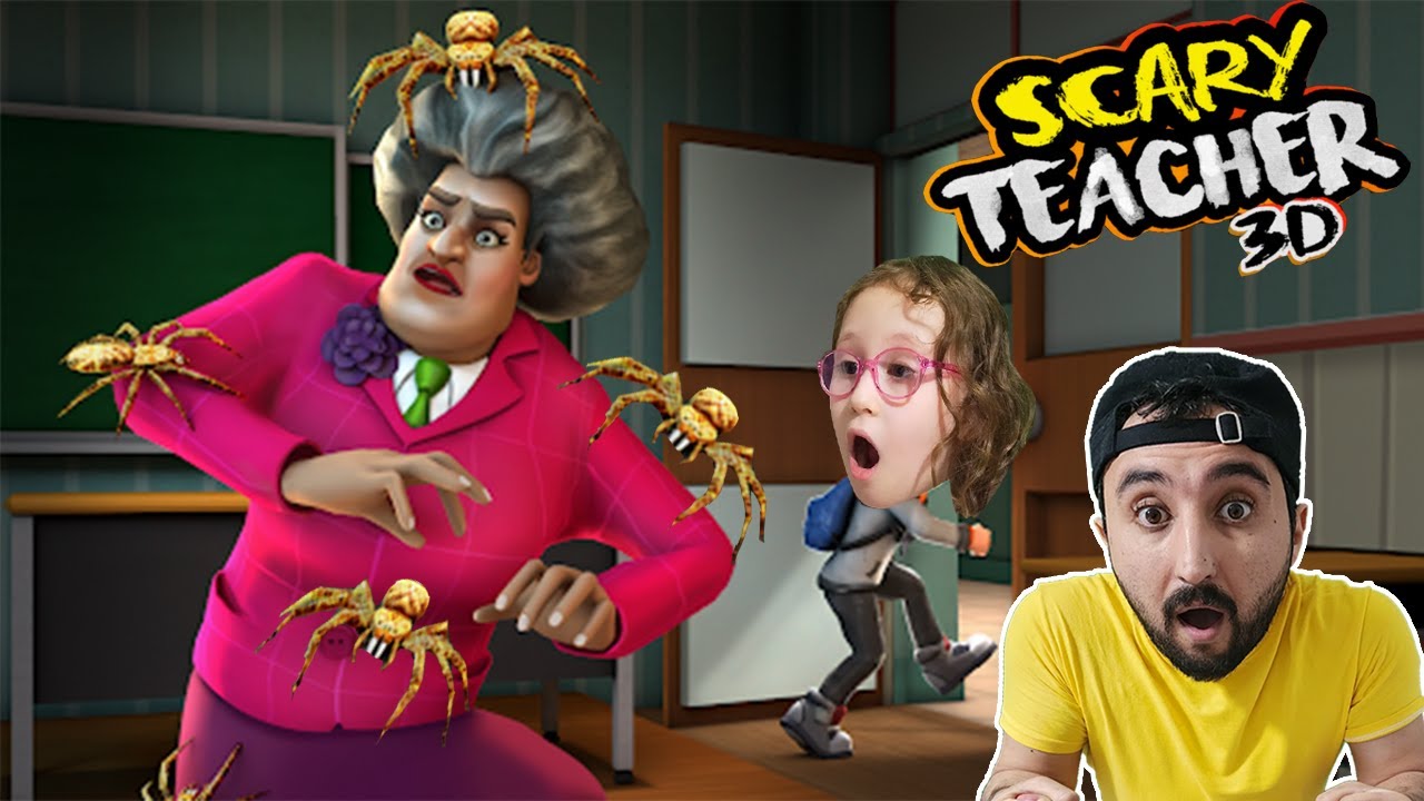 KIZGIN ÖĞRETMENE ÖRÜMCEK ŞAKASI YAPTIK! PASTASINI PATLATTIK!  SCARY TEACHER 3D OYNUYORUZ! OYUNA GEL