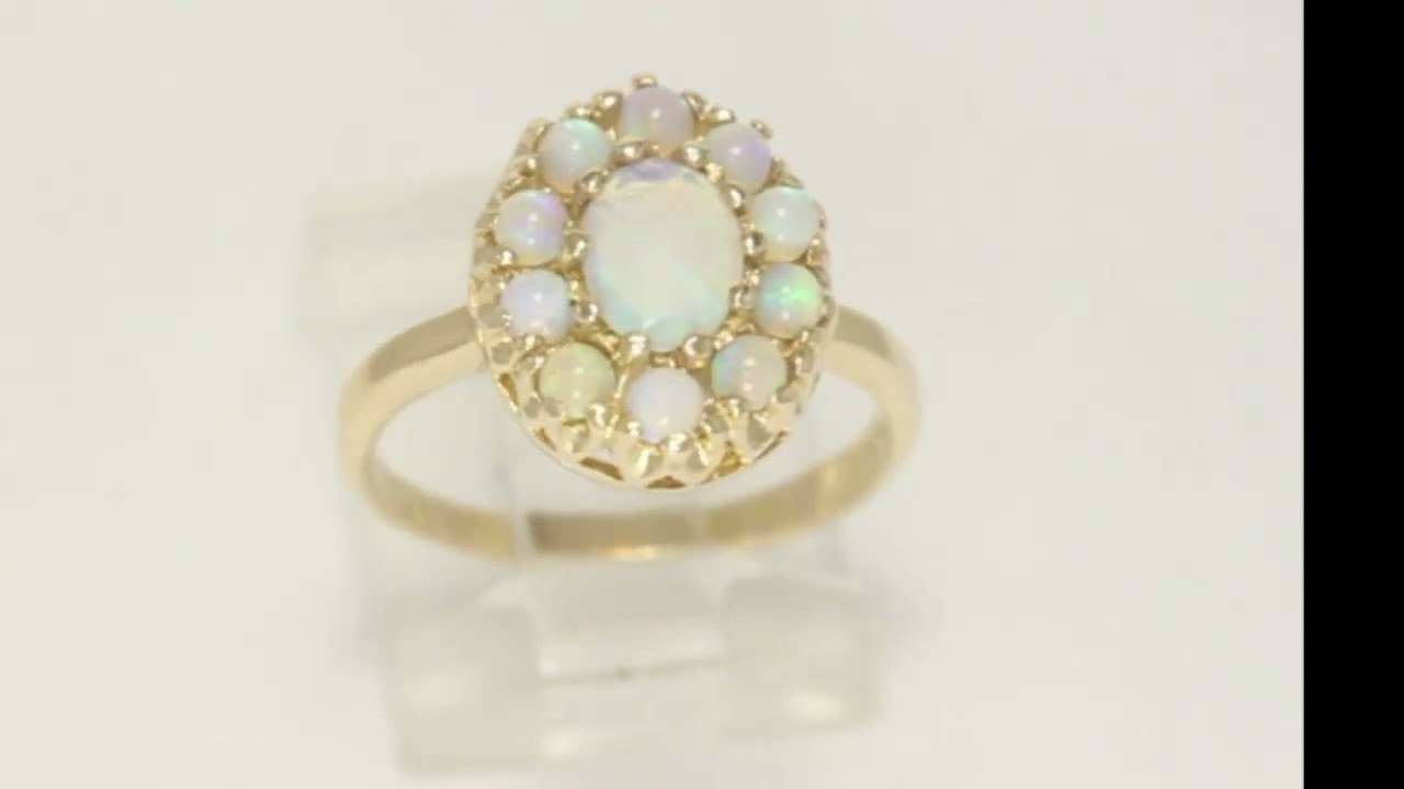 1.35CT Natural Opal Halo Ring 14K YG 3.6GM Size 6 1/2 - 29574