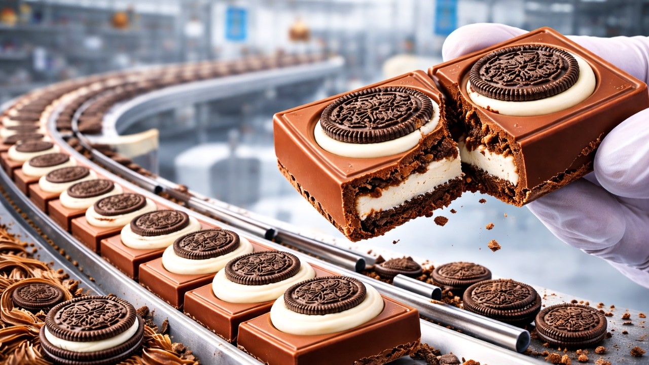How Milka Oreo Bars Are Made (The Layering Process)