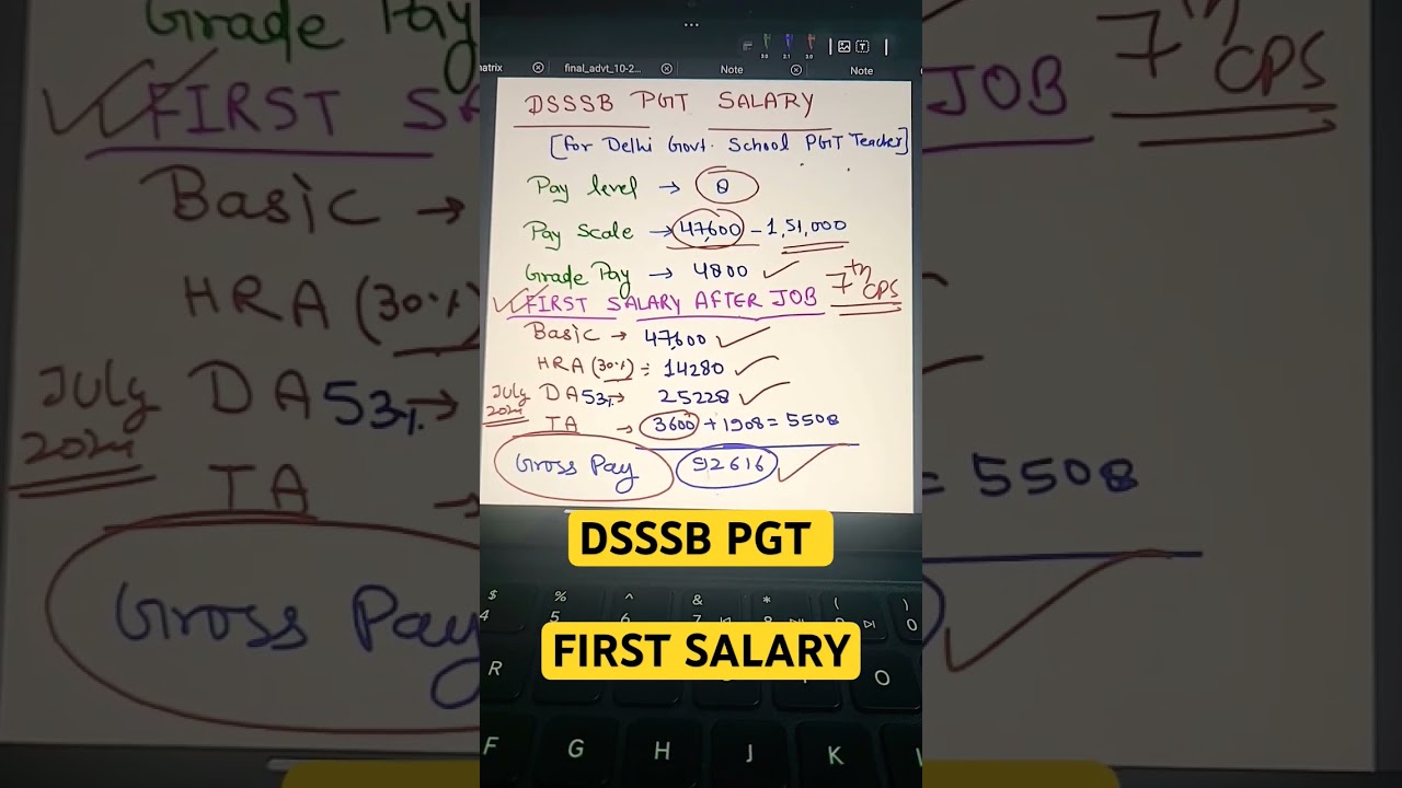 DSSSB PGT SALARY ,DELHI GOVERNMENT SCHOOL TEACHER #dsssb #pgtprepration2024