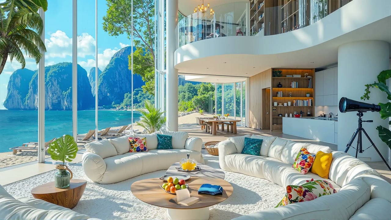 Sunny Coastal Living Room Bossa Nova 🌴 Elegant Brazilian Jazz for Chill Afternoons & Good Energy