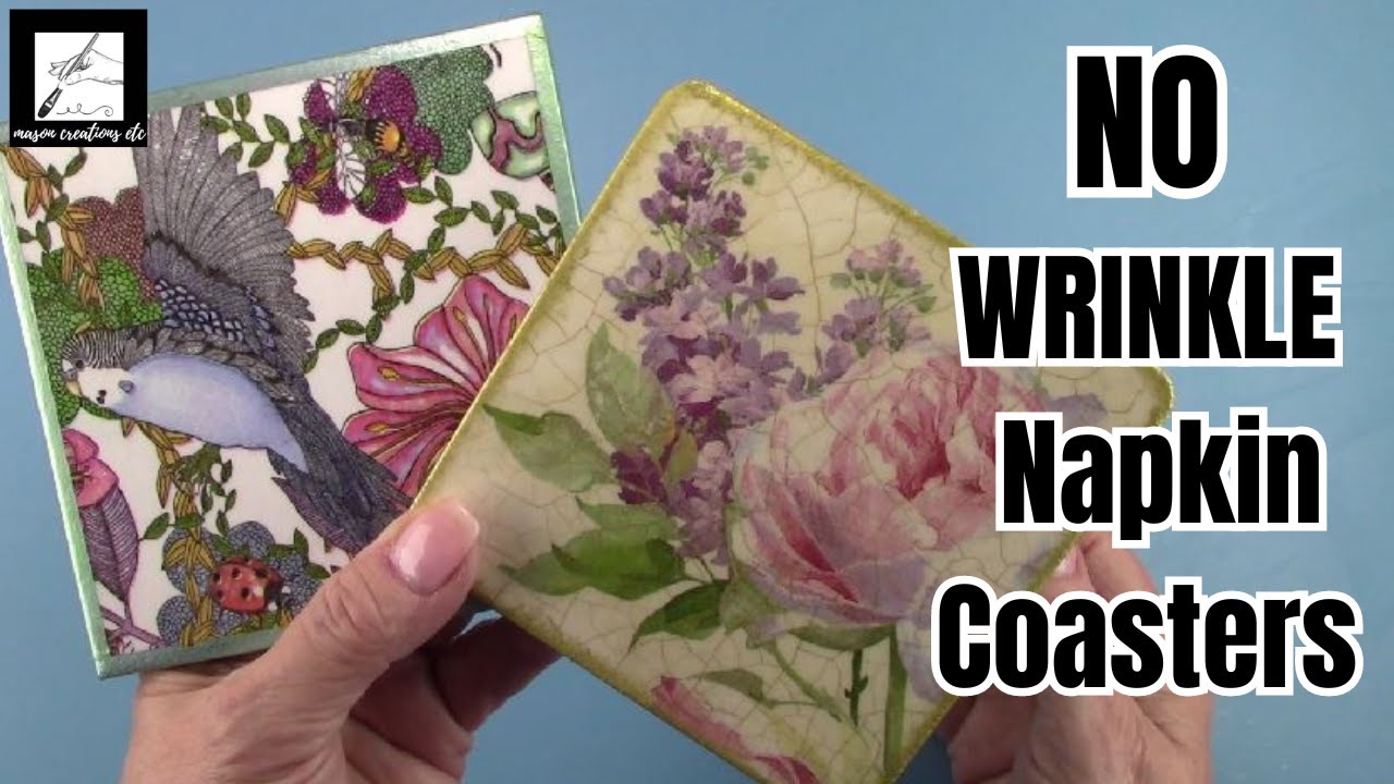 How to DECOUPAGE a Napkin Coaster with NO WRINKLES – The EASY Way!
