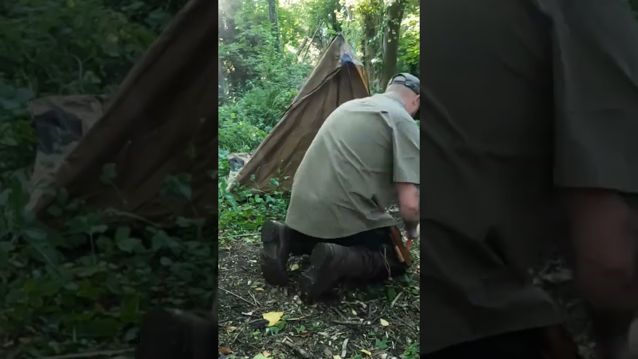 Setting up a Pomoly 2 pole cabin tent in under 15 seconds. #camping #tinytents #bushcraft #pomoly