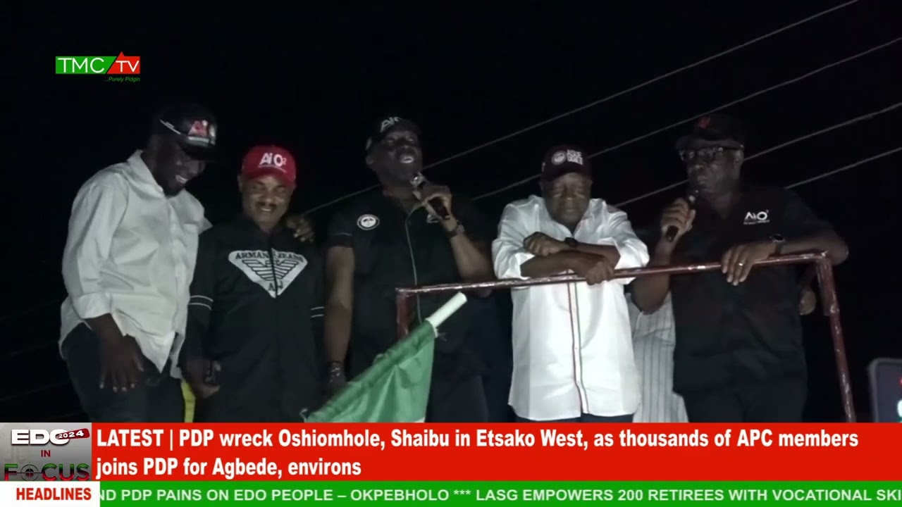 PDP wreck Oshiomhole, Shaibu in Etsako West, as thousands of APC members joins PDP for Agbede