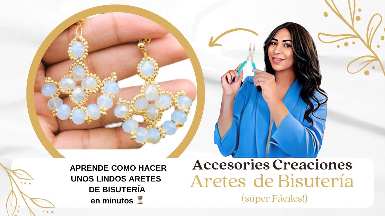 Como hacer ARETES de Bisutería 😍😱‼️con CRISTALES y MOSTACILLAS|| paso a paso en español 😎