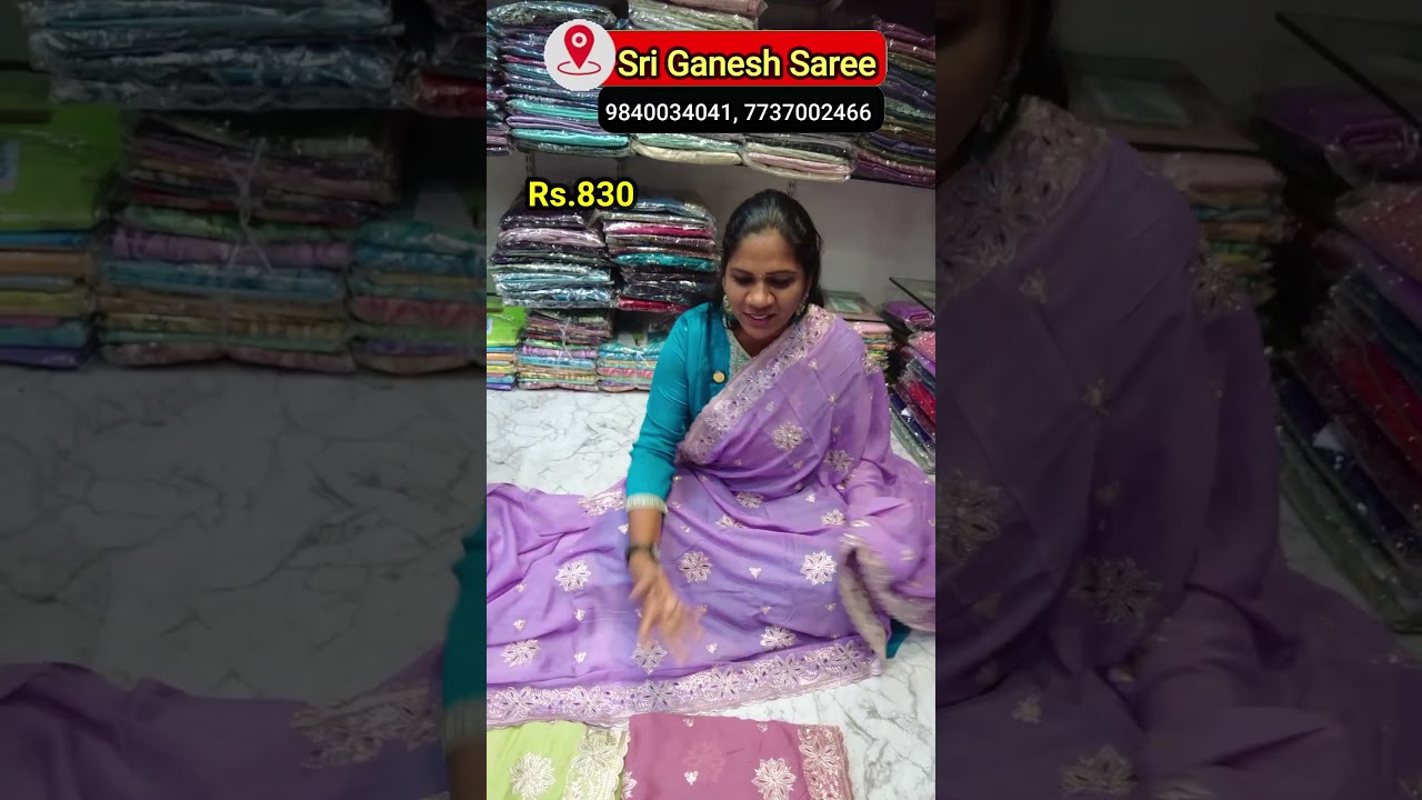 Rs.830 Embroidery Work Sarees | Cheap and Best Saree Shop in Chennai
