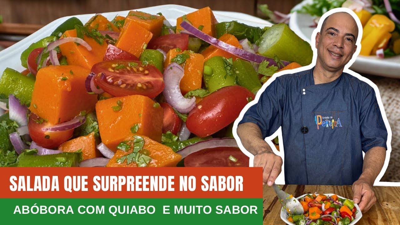 Como fazer salada colorida de abóbora com quiabo | leve, simples e cheia de sabor