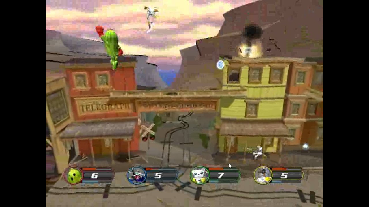 Digimon Rumble Arena 2 (Palmon vs Tentomon vs Gatomon vs Patamon) HD