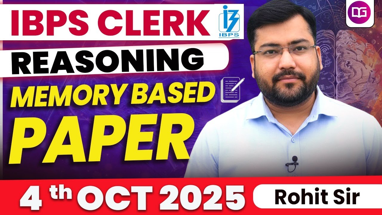 IBPS Clerk 2025 Reasoning Memory Based Paper | IBPS Clerk Pre Reasoning Exact Paper | Rohit Sir