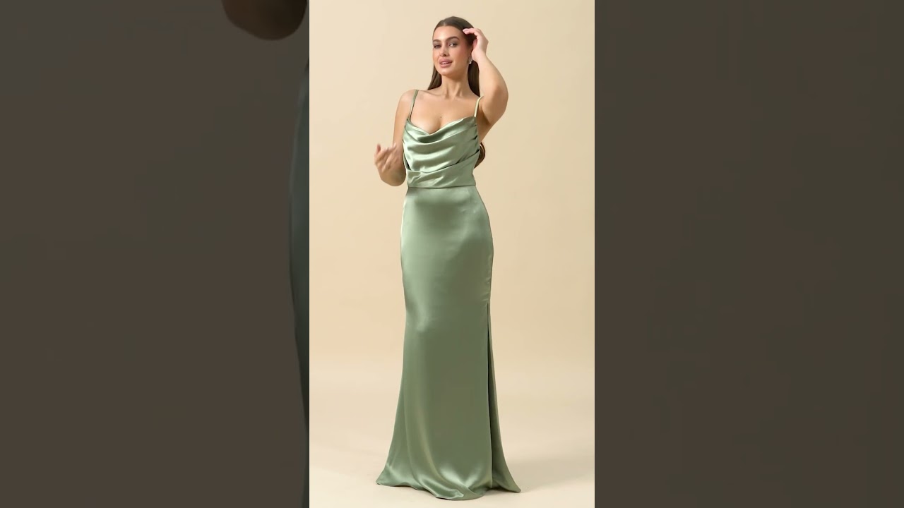 🌸Cowl Neck Sheath Satin Maxi Bridesmaid Dress  #promdress #bridesmaiddresses #dress #fashionstyle