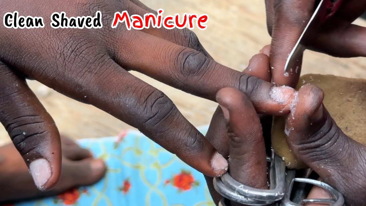GENTLE CLEAN SHAVING BY A NAIL BARBER. STREET PEDICURE