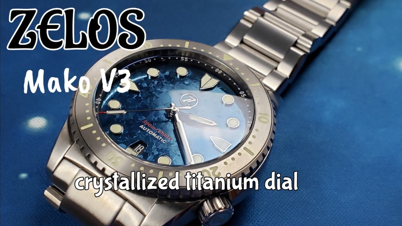 Zelos Mako V3 - Blue Crystallized TI dial