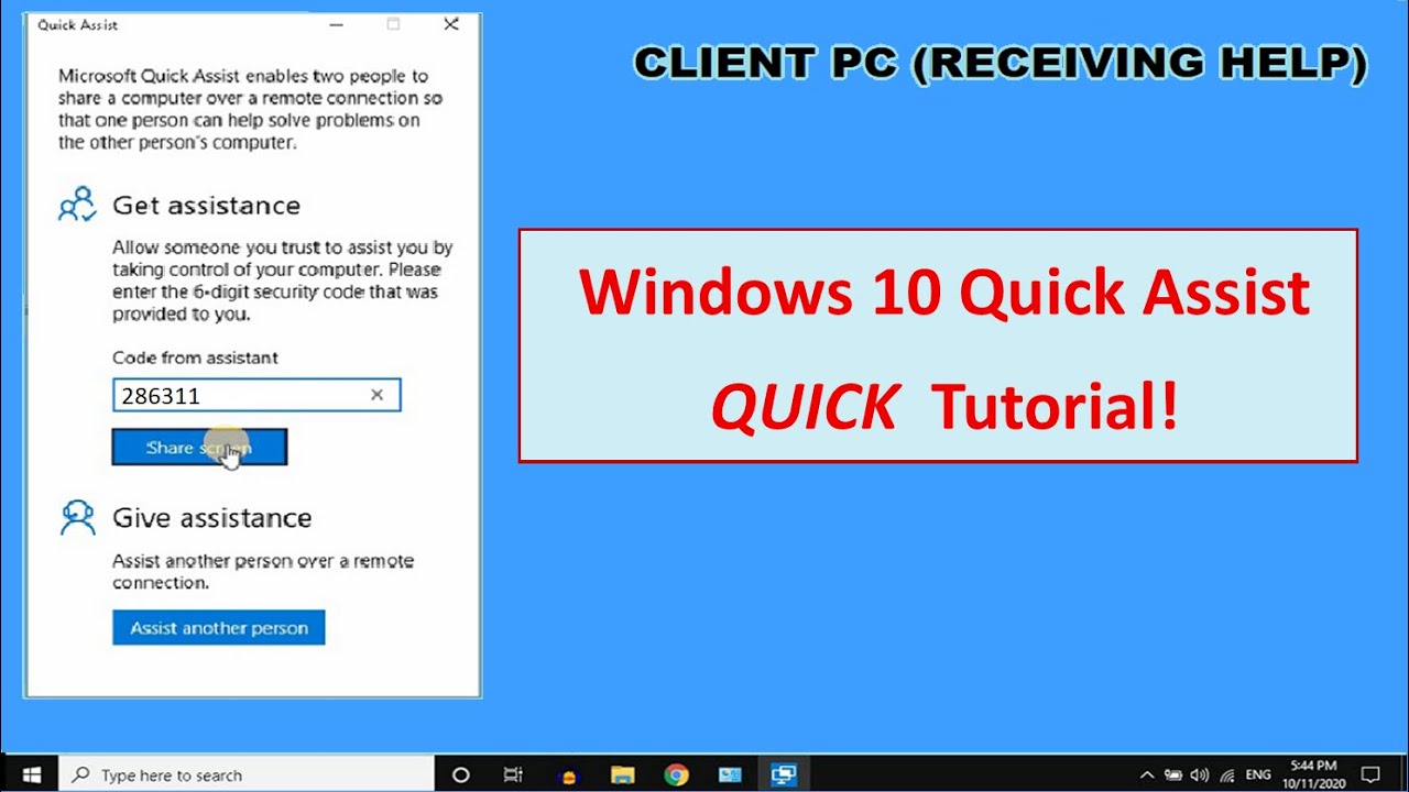Windows 10/11 Quick Assist - Super QUICK Tutorial!