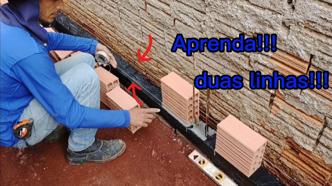 Assentamento da primeira fiada com duas linhas, perfeito para iniciantes.