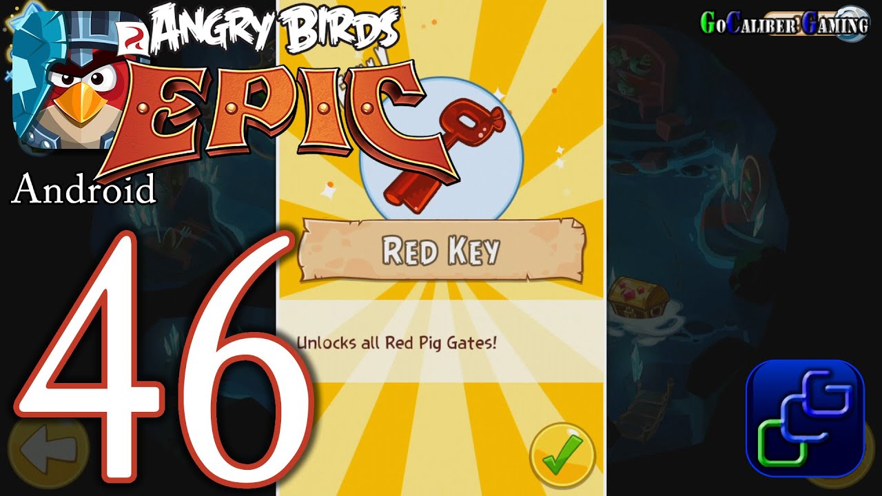 ANGRY BIRDS Epic Android Walkthrough - Part 46 - Cave 1: Shaking Hall 10, RED Key