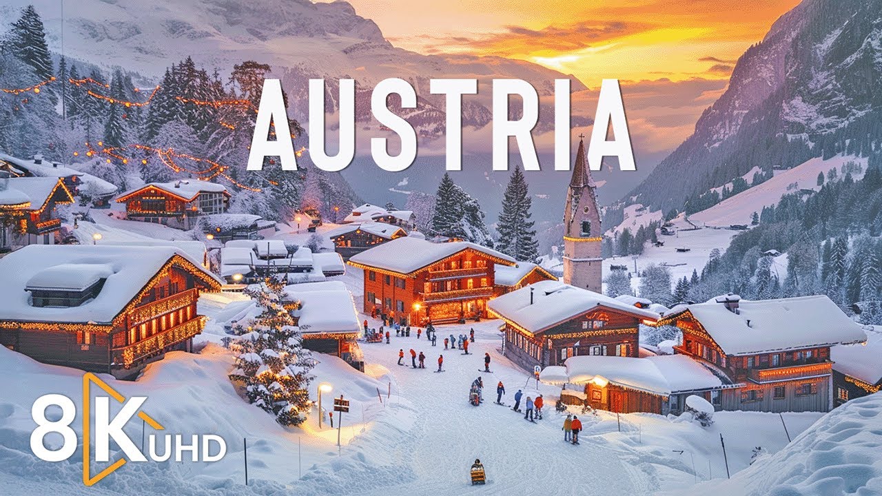 Austria 8K | Winter Wonderland &ndash; Cozy Alpine Villages, Majestic Alps & Frozen Lakes