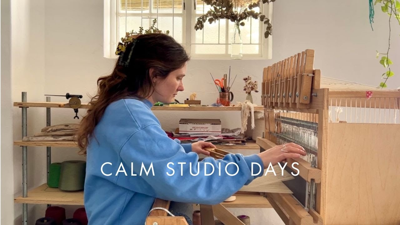 textile studio days | weaving yardage, embroidering tags & patchwork curtains