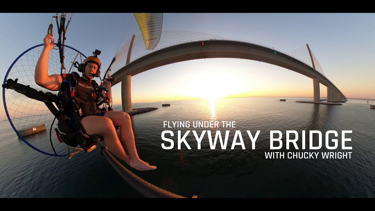 Flying Under the Skyway Bridge on a Paramotor (4K) (feat Chucky Wright) - BlueBox Shorts