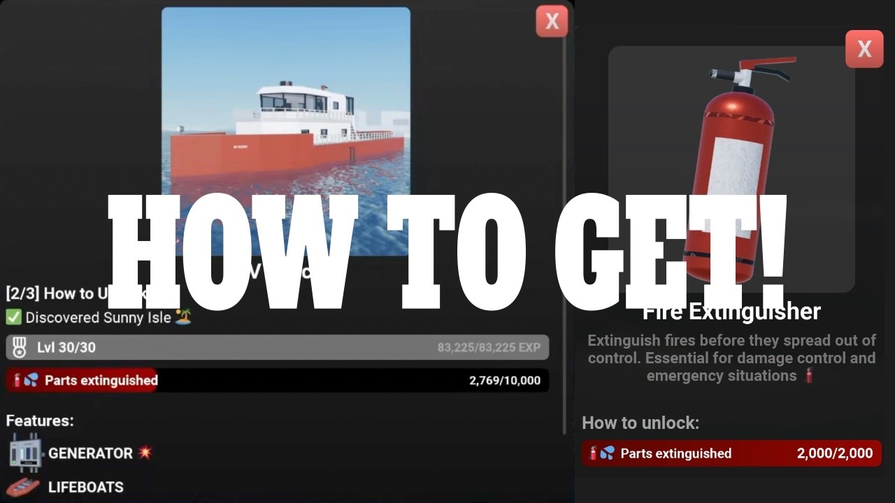 How To Get The [NEW] MV Rescuer, Fire Extinguisher And Extinguished Parts! | Sail And Sink Simulator