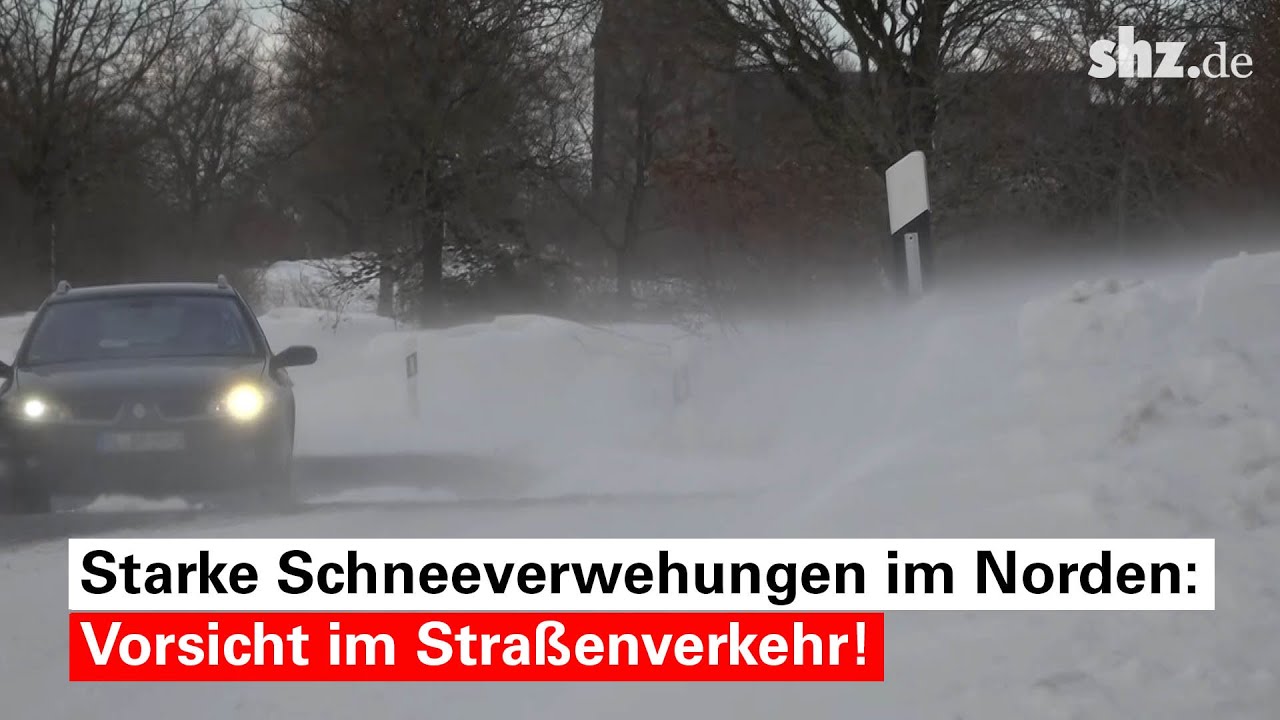 Achtung auf den Stra&szlig;en: Schneeverwehungen sorgen f&uuml;r glatte Stra&szlig;en in Schleswig-Holstein