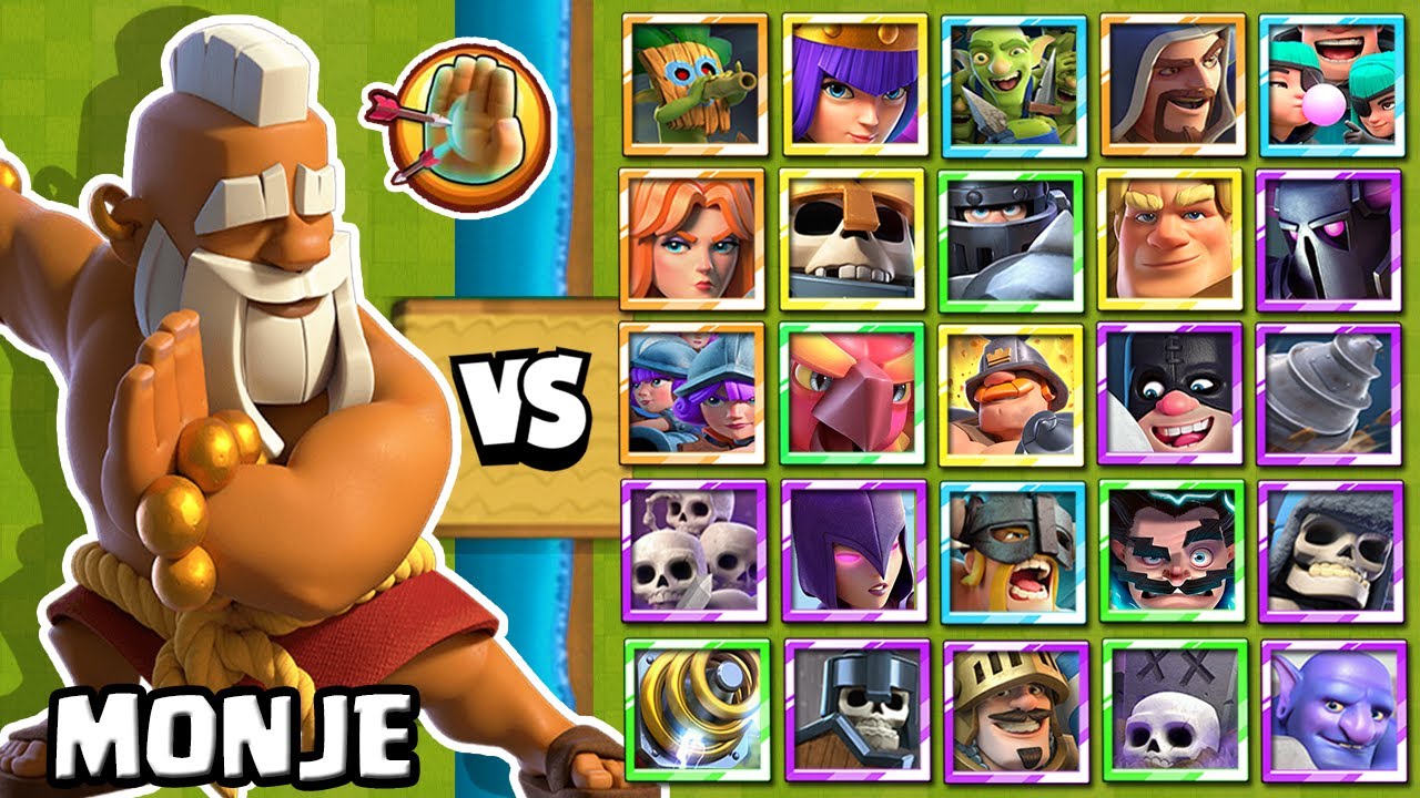 MONJE vs TODAS LAS CARTAS | NUEVO CAMPEON | 1 vs 1 | OLIMPIADAS de CLASH ROYALE