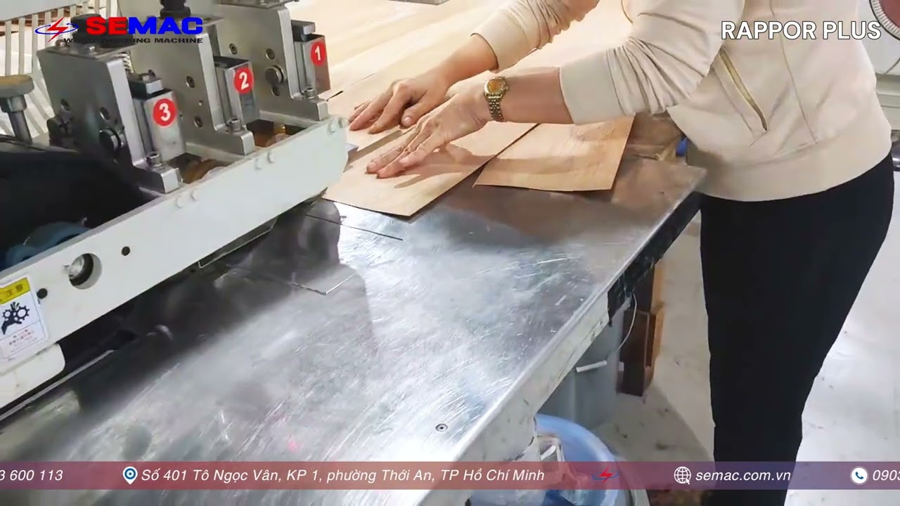 Ghép mí veneer tự động không đường chỉ | Máy giáp mí cạnh veneer | Quốc Duy