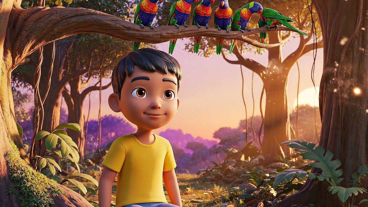 Quatro Papagaios Pequenos Piando, Piando, Pi | Rimas e Canções Infantis