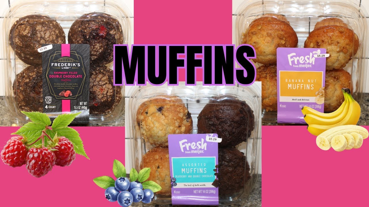 Meijer Muffins: Raspberry Filled Double Chocolate, Double Chocolate, Blueberry, Banana Nut Review