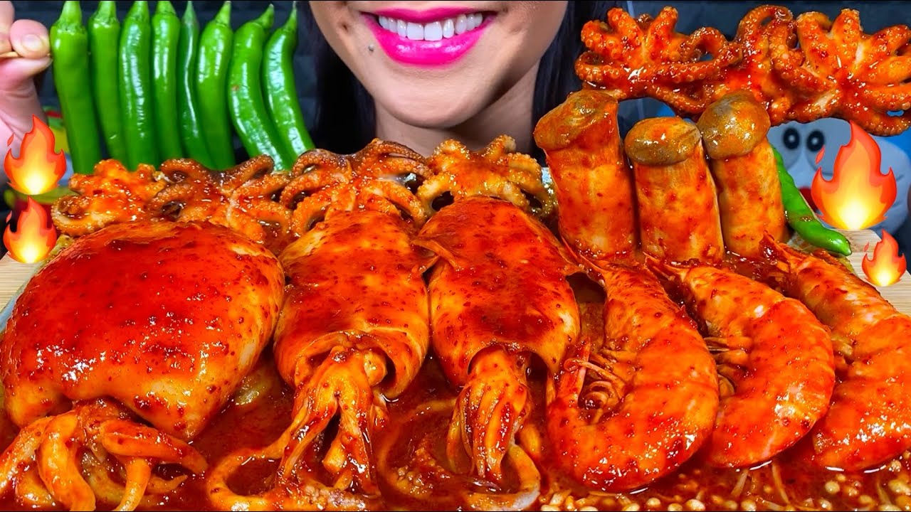 ASMR SPICY SEAFOOD BOIL *makanan laut pedas* 먹방 MUKBANG MASSIVE Eating Sounds
