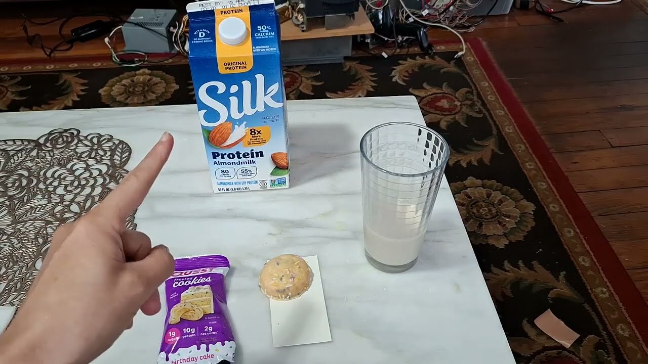 Game Nexus Snack Review Quest Birthday Cake Frosted Cookies & Silk Almond Protein Milk Healthy