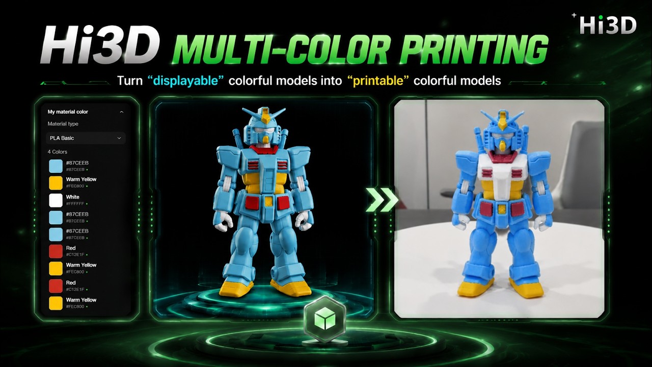 Must-watch for all 3D printer owners!  Hi3D Multi-Color-Print is amazing！
