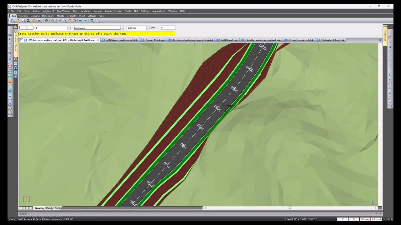 Civil Designer software Open Classroom - Road Section Editing