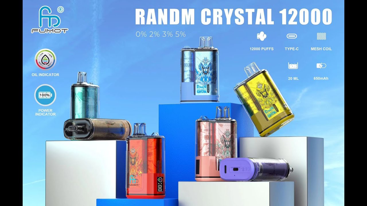 FUMOT ORIGINAL RANDM CRYSTAL BOX 12000 BATTERY AND EJUICE DISPLAY