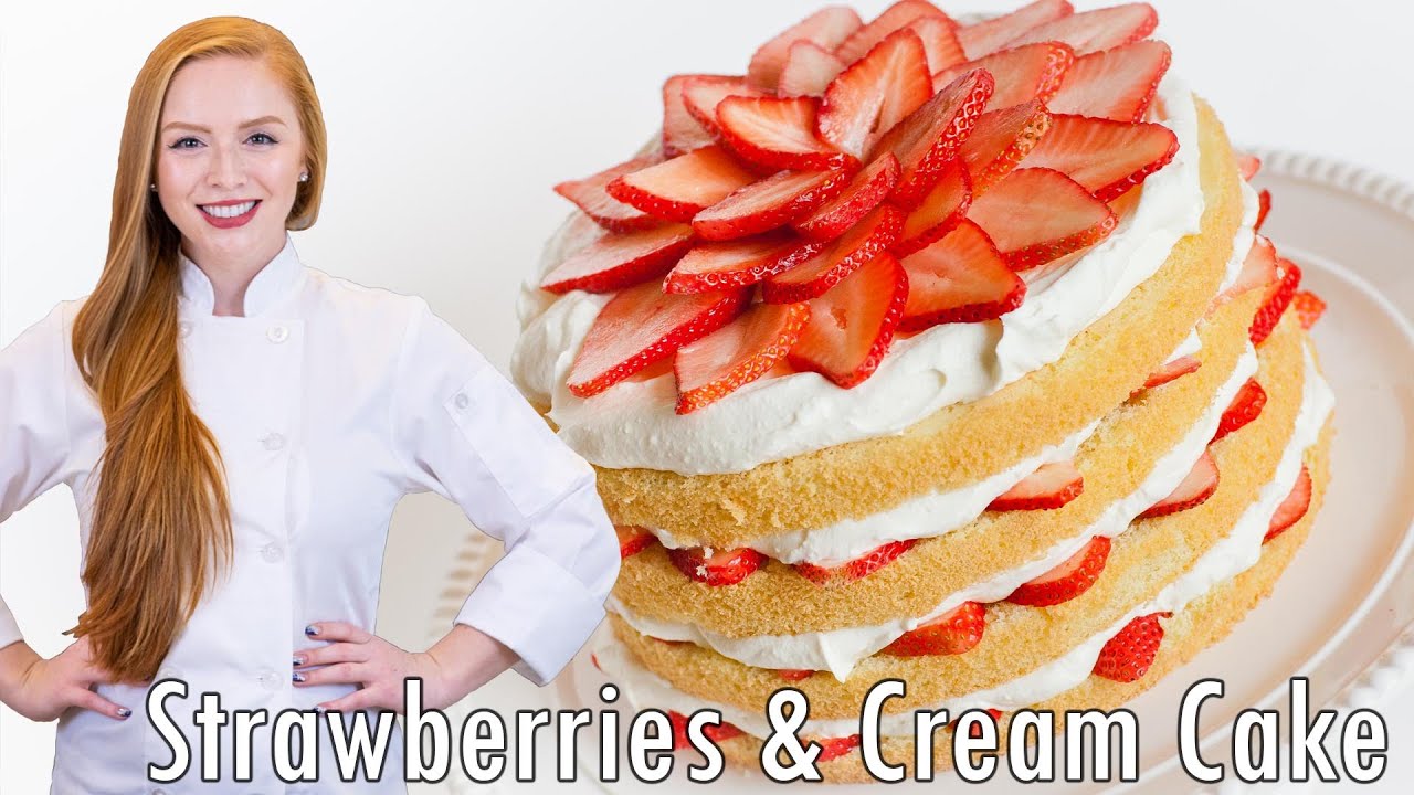 Strawberries and Cream Cake with Cream Cheese Frosting