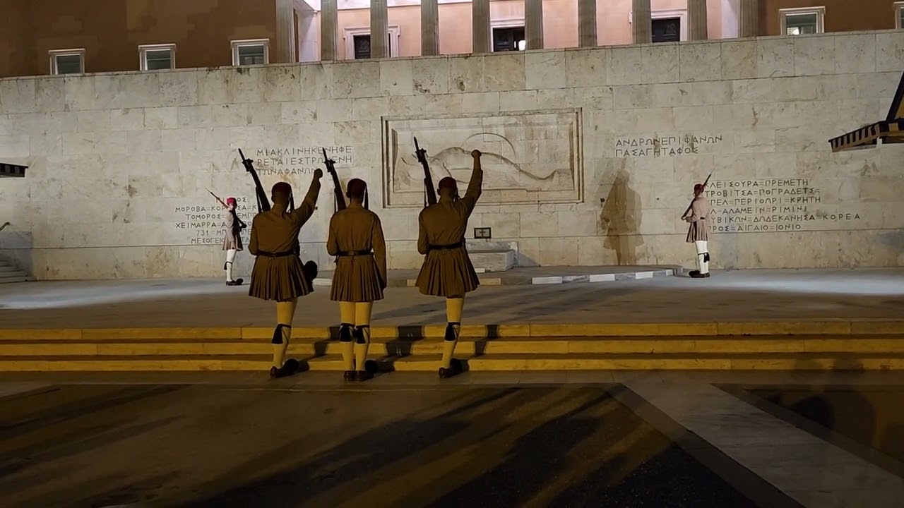 The Changing of the Guard at the Tomb of the Unknown Soldier in Athens Greece