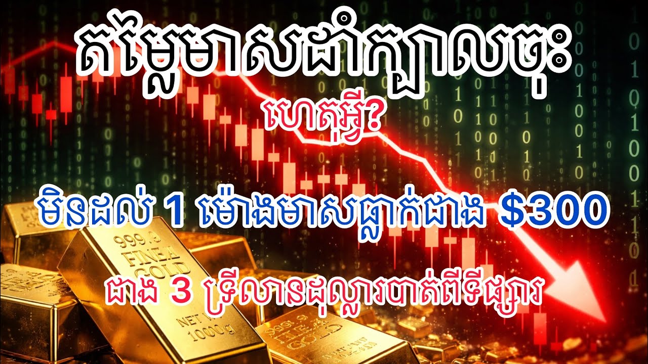 30-01-26 តម្លៃមាសដាំក្បាលចុះ ហេតុអ្វី? មាសដួលរលំ? មិនដល់ 1 ម៉ោងផងធ្លាក់ជាង 300$