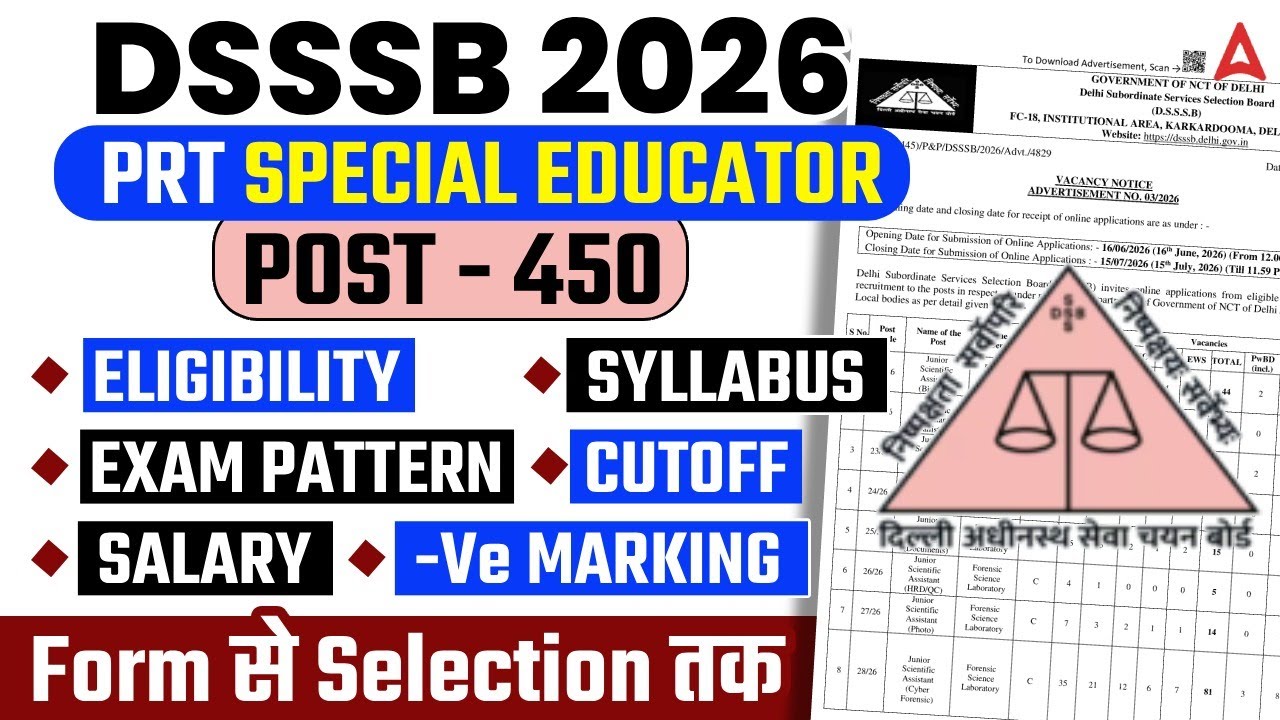New DSSSB Vacancy 2026 | PRT Special Educator Post | Complete Details | By Monika Kushwaha