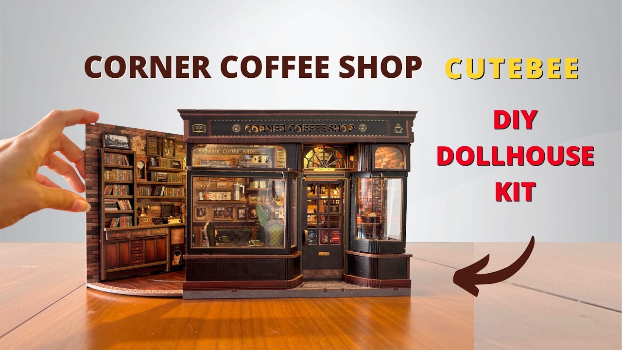 CUTEBEE DIY Dollhouse Kit | CORNER COFFEE SHOP #diy #satisfying #relaxing #booknook #cutebee