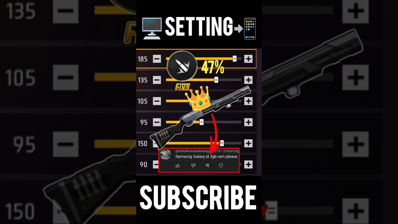 Free Fire Headshot Setting⚙️✅ M590  [ 200 ] Sensitivity Setting || Free Fire 🔥