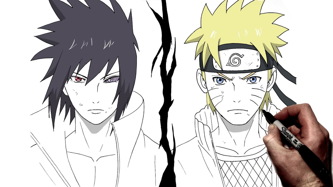 How To Draw Naruto vs Sasuke | Step By Step | Naruto