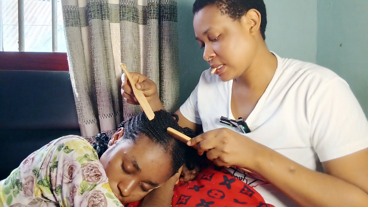ASMR 💫Scalp Scratching on Braid, Hand Picking Hair Crust, Head Massage and Hair Pulling.