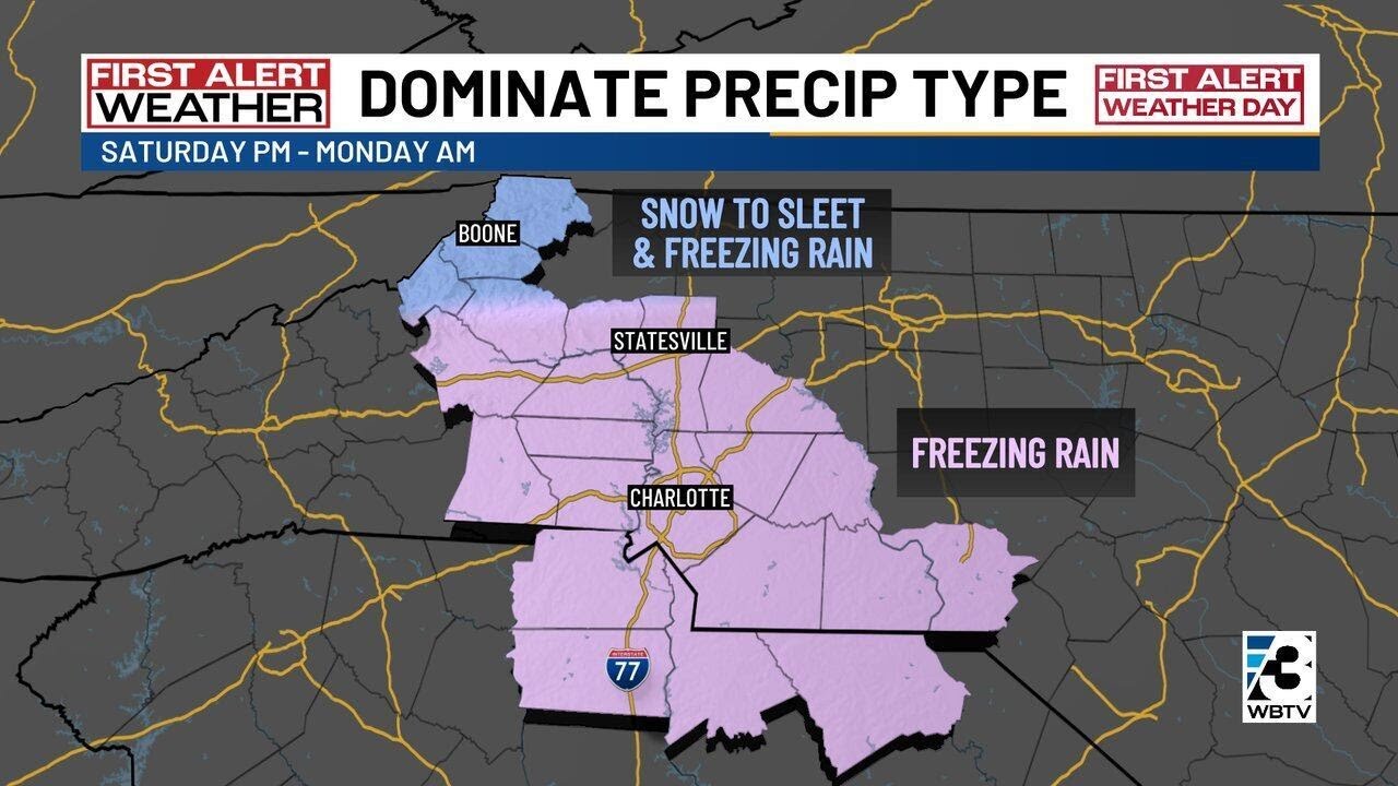 Freezing rain could bring major ice accumulation to Carolinas