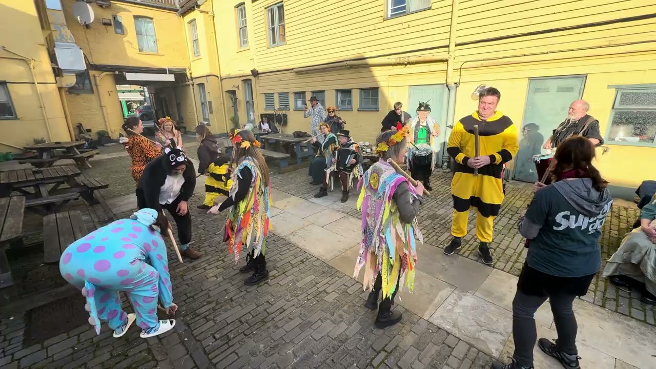 Somerfyr_Morris dance & teach Tinner’s Rabbit to the guests at our drummer’s onesie birthday party !