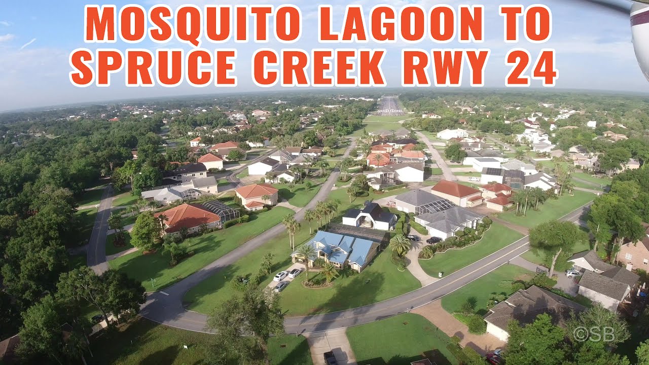 Flying to the largest fly in community worldwide: Landing Rwy 24 at Spruce Creek Airport | wing view