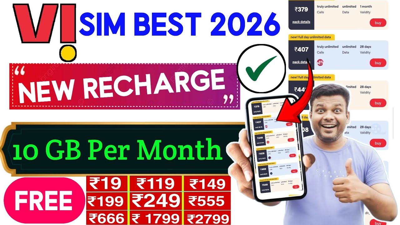 Vi unlimited free data recharge plans 2026 | Vi unlimited 5g 4g data free recharge plans