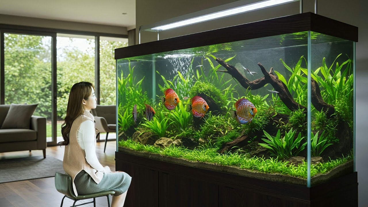 Beautiful Planted Discus Tank Setup at Home - The Most Relaxing Aquarium