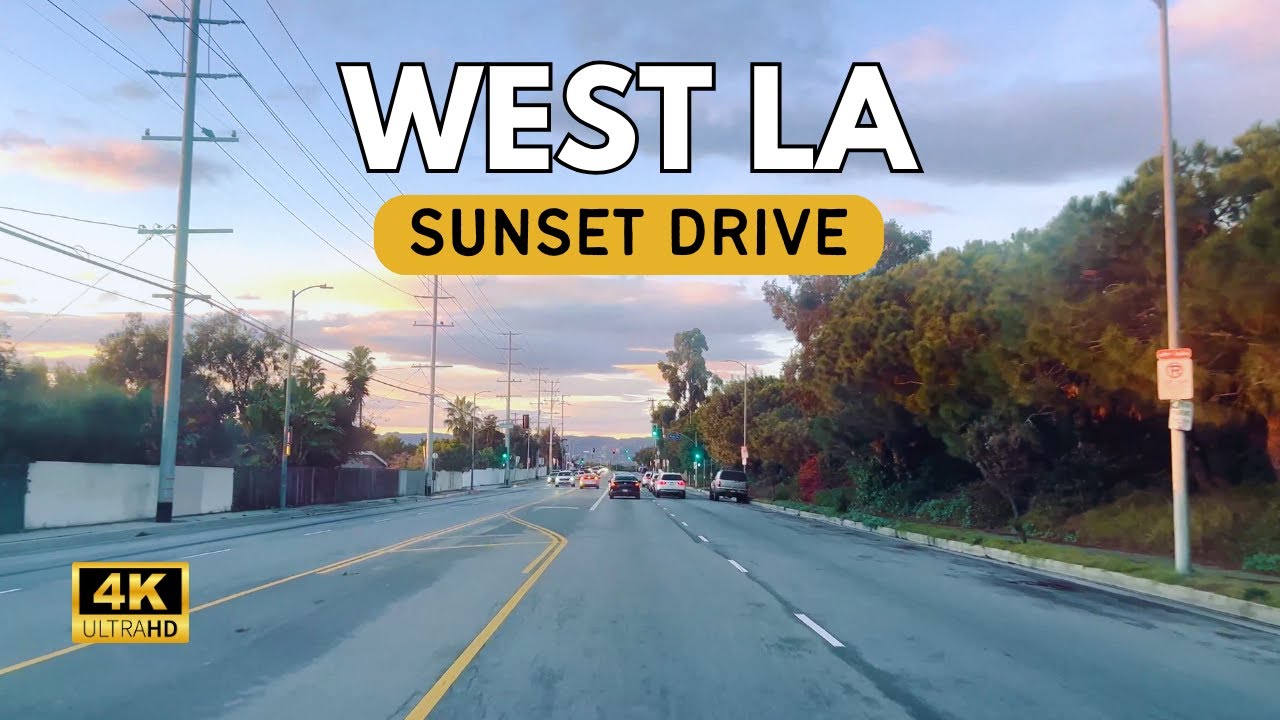 4K | 20 minute beautiful sunset drive with clouds through Los Angeles | Relaxing | ASMR | 35mm